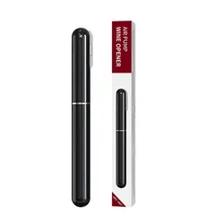 Sleek Black Stainless Steel Wine Bottle Air Pump Opener (1pc Black)