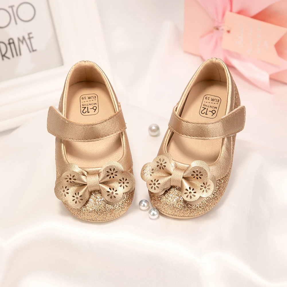 Newborn Baby Baptism Walking Shoes Golden Elegant And Noble Gold Princess Shoes Comfortable Soft Soles Non-slip Walking Shoes 2