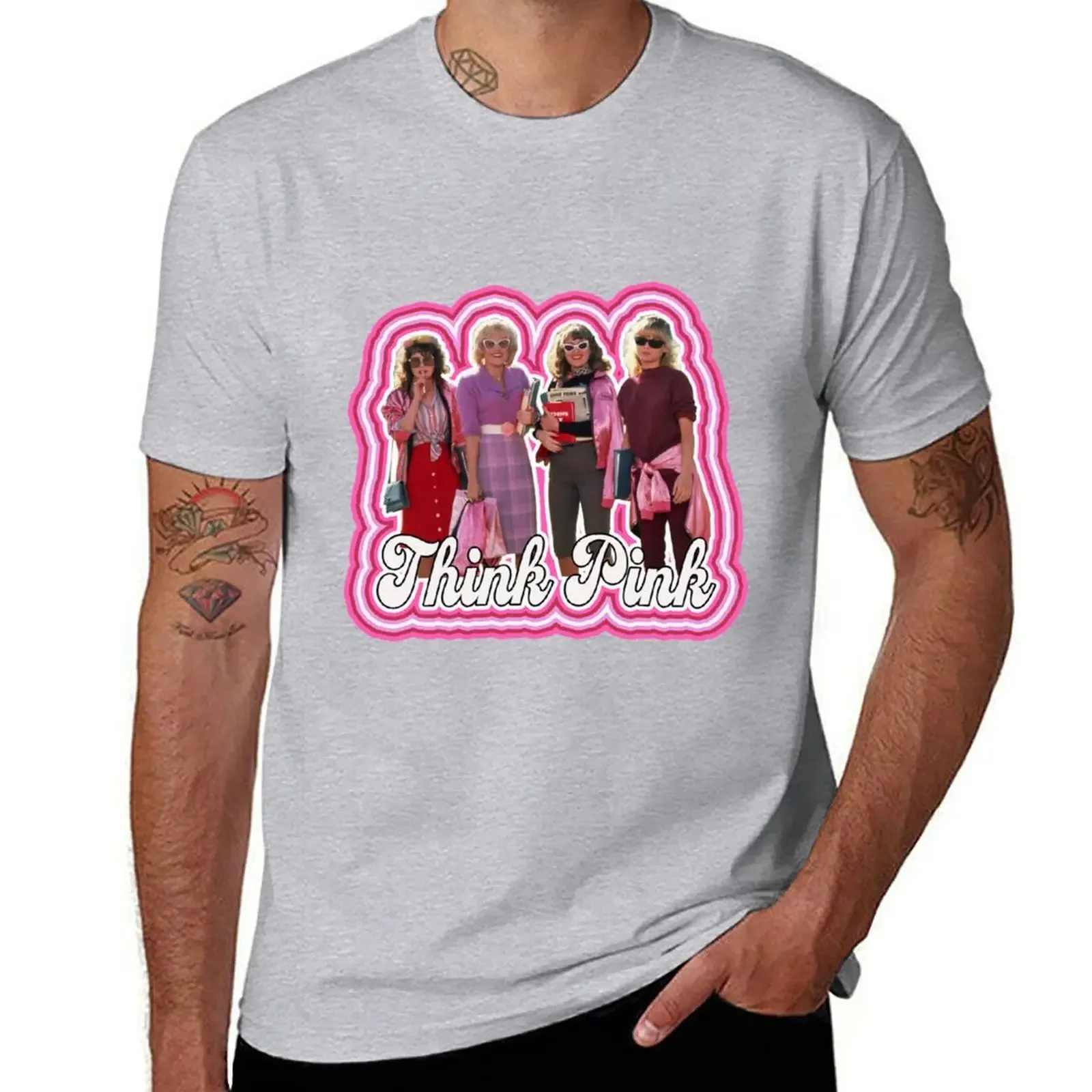 Pink Ladies Grease 2 Multilays Pfeiffer - Think Pink T-Shirt Kawaii Clothes Customizeds Plain White T-Shirt Men