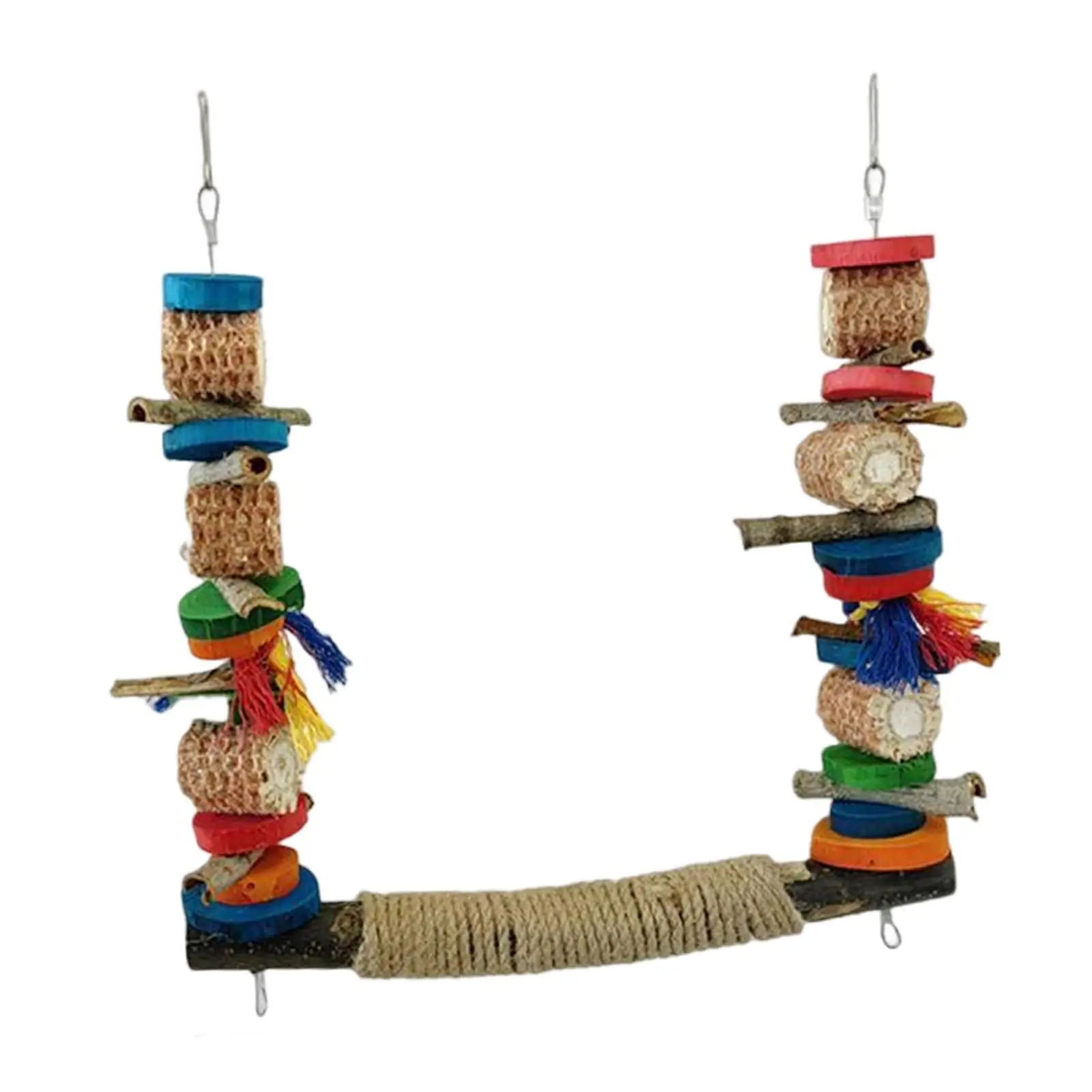 Bird Swing Stand Bird Toy Bird Perch Colorful Cage Hanging Toys Parrot Toy Cage Swing Wooden Perch for Parakeet Finch