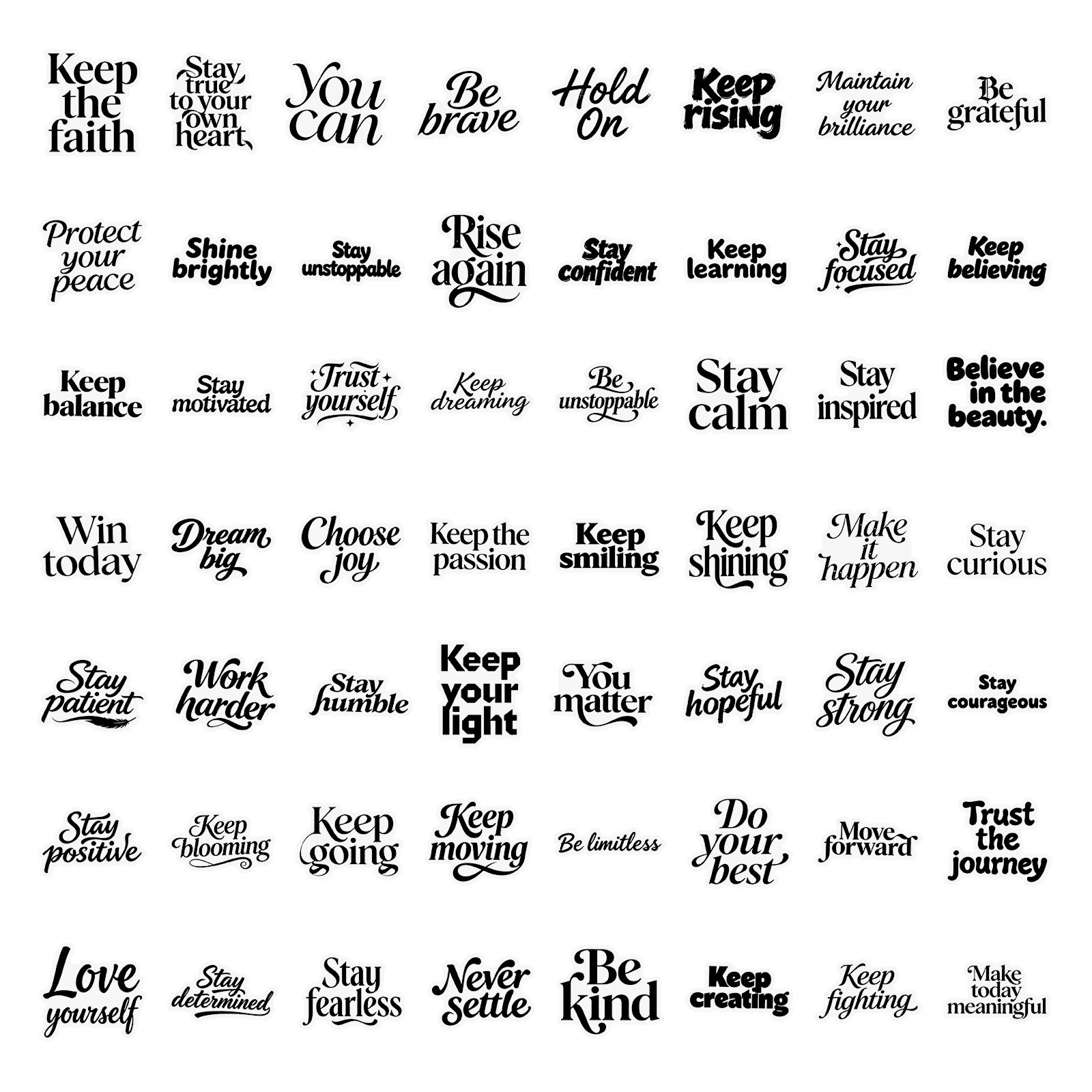 10/56개 동기 부여 문구 텍스트 투명 그래피티 스티커 검정 단어구 장식 DIY 여행가방 노트북 전화기 기타