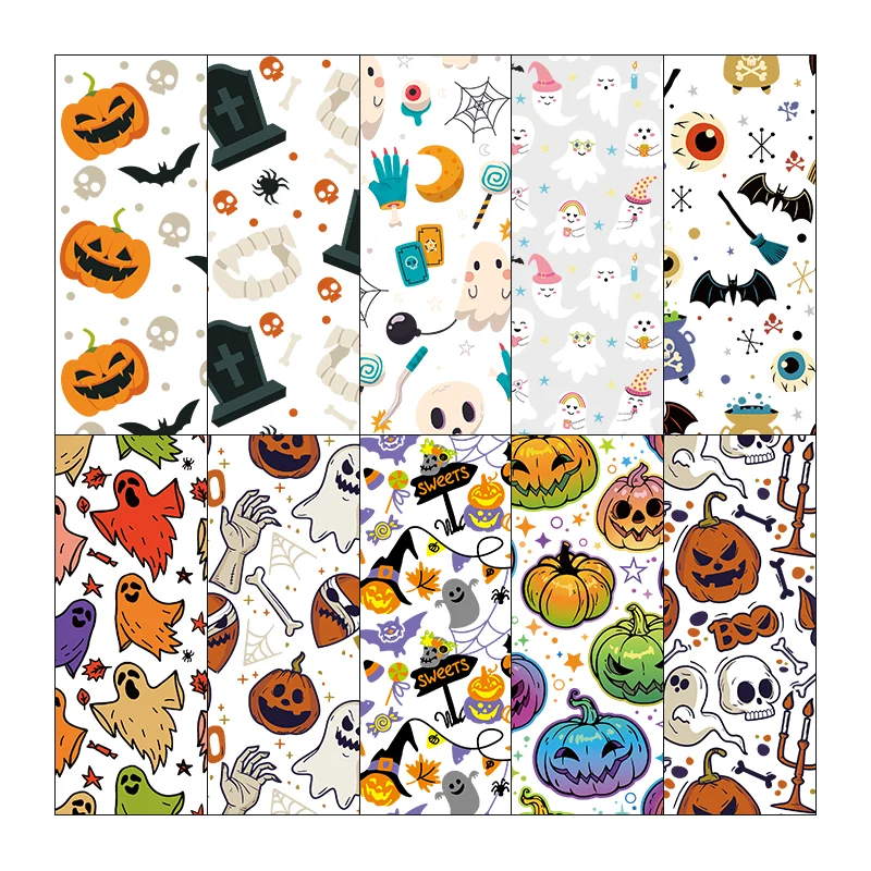 

Holographic Halloween Faux Leather Sheets PU Fabric For Making Handmade Bows Earrings Handbag DIY Crafts 46*135cm