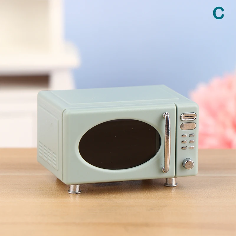 Miniature Dollhouse Kitchen Appliance Set: Microwave, Oven, Bread Cabinet, and Steamer Box Accessories