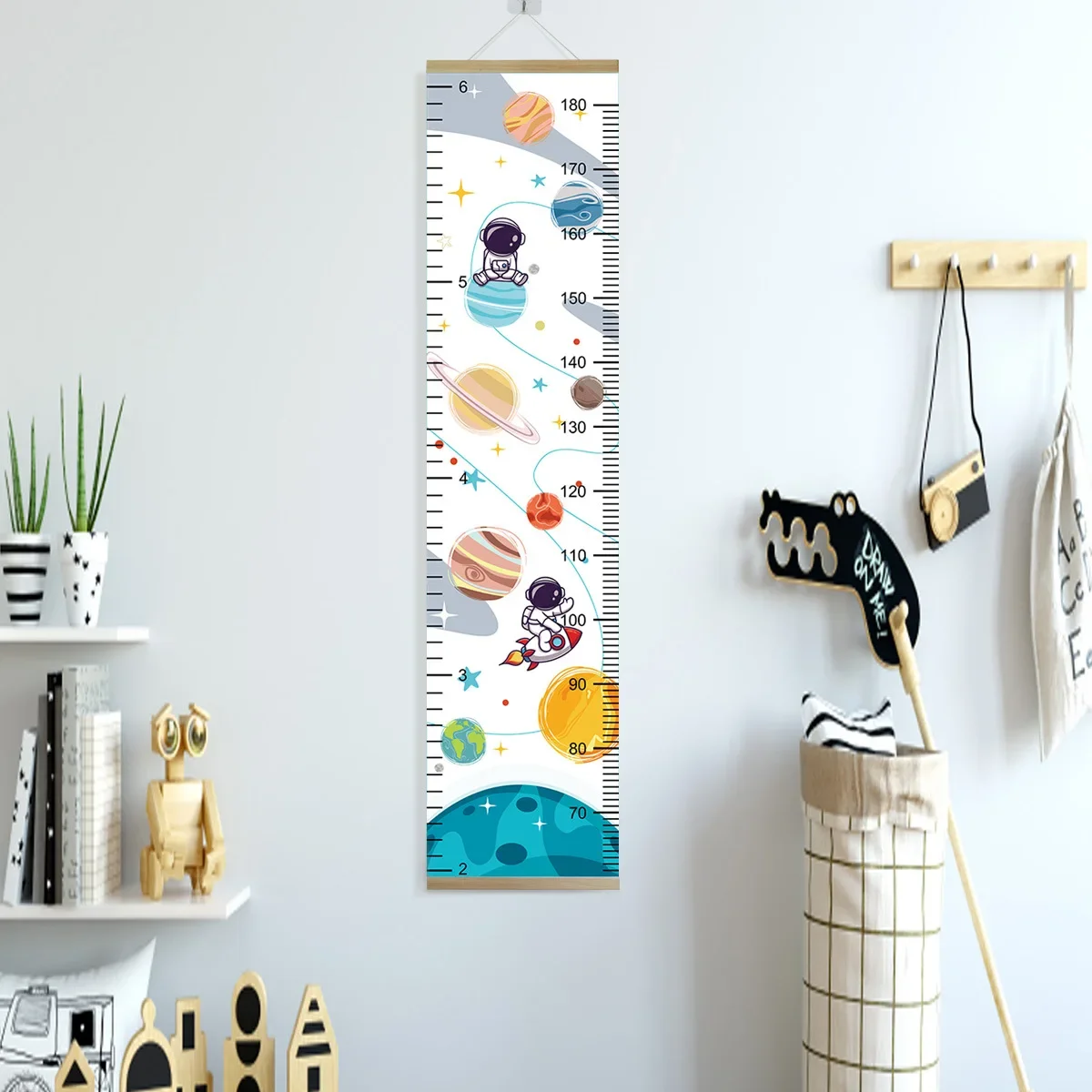 Kids Growth Chart Rainbow Height Measurement Ruler Kid Room Wall Decor Hanging Tracker Girls Nursery Decoration with Wood Frame