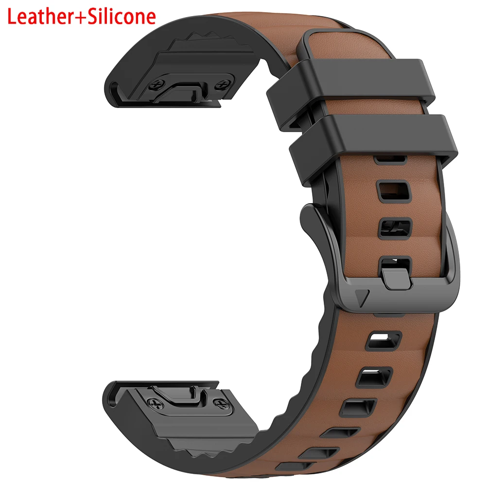 Enhanced Leather+Silicone QuickFit Watch Strap (22-26mm)