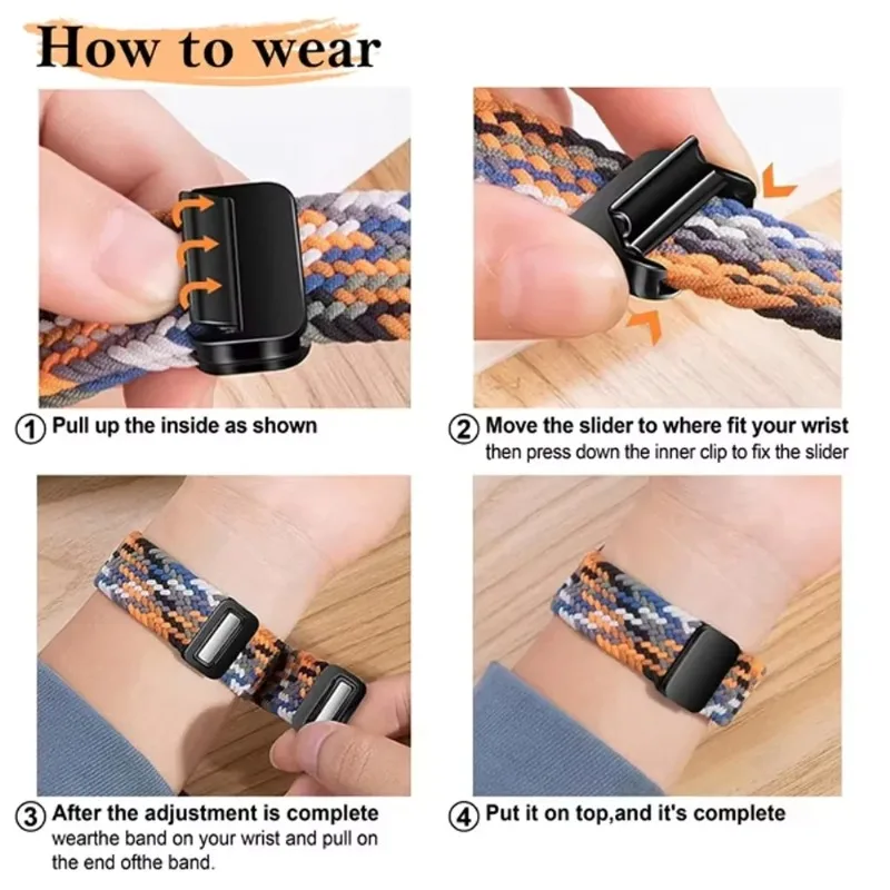 Braided Nylon Loop Strap with Magnetic Buckle - Comfortable Wristband