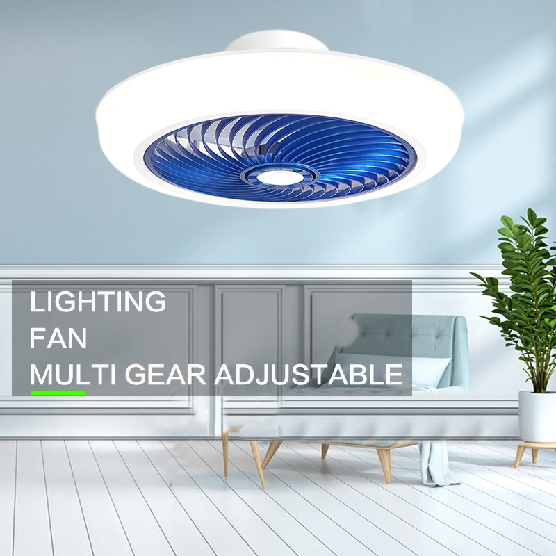 Smart ceiling fan 46cm fans with lights remote control bedroom decor ventilator lamp air Invisible Blades Retractable Silent