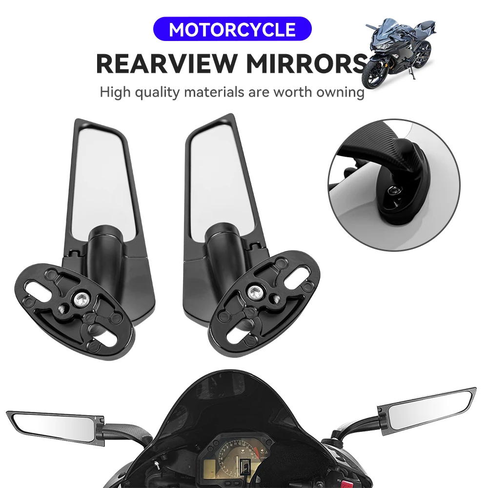 오토바이 조절 가능한 회전 백미러, 윈드 윙 개조, 가와사키 ZX10R ZX9R ZX7R ZX6R ZX636 ZX12R ZX14R