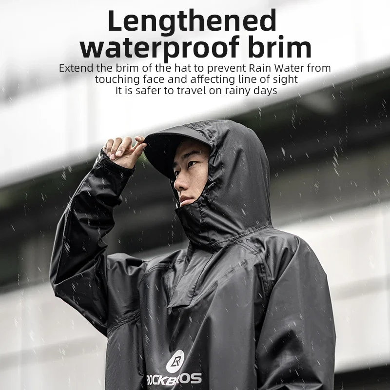 ROCKBROS Cycling Raincoat Men Women Outdoors Waterproof Cloak Rainproof Windbreak Travel Camping Hiking Rain Poncho With Hood