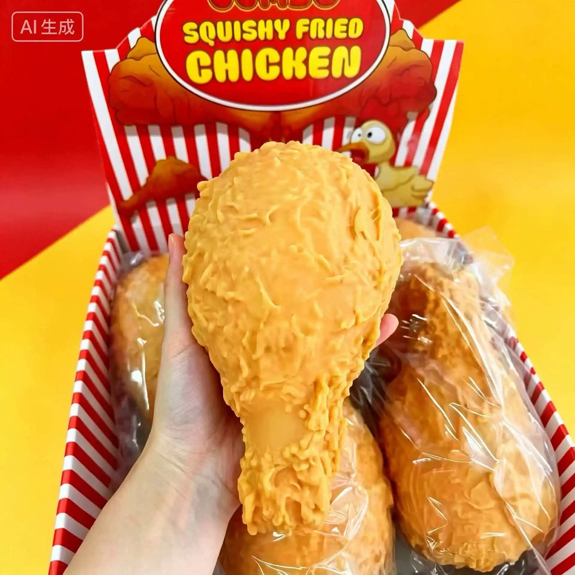 Realistic Fried Chicken Squishy Stress Relief Toy Extra Large Slow Rising Squeeze Fidget Toy Soft Food Sensory Decompression Toy Anxiety Relief Stress_voghion.com