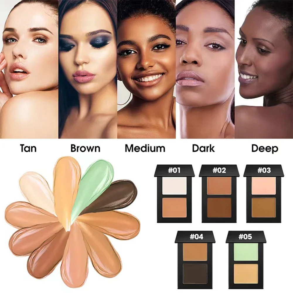 

5-color Private Label Two-color Concealer Cream Custom Bulk Face Brightening Long-lasting Repairing Integrated Face Base Makeup
