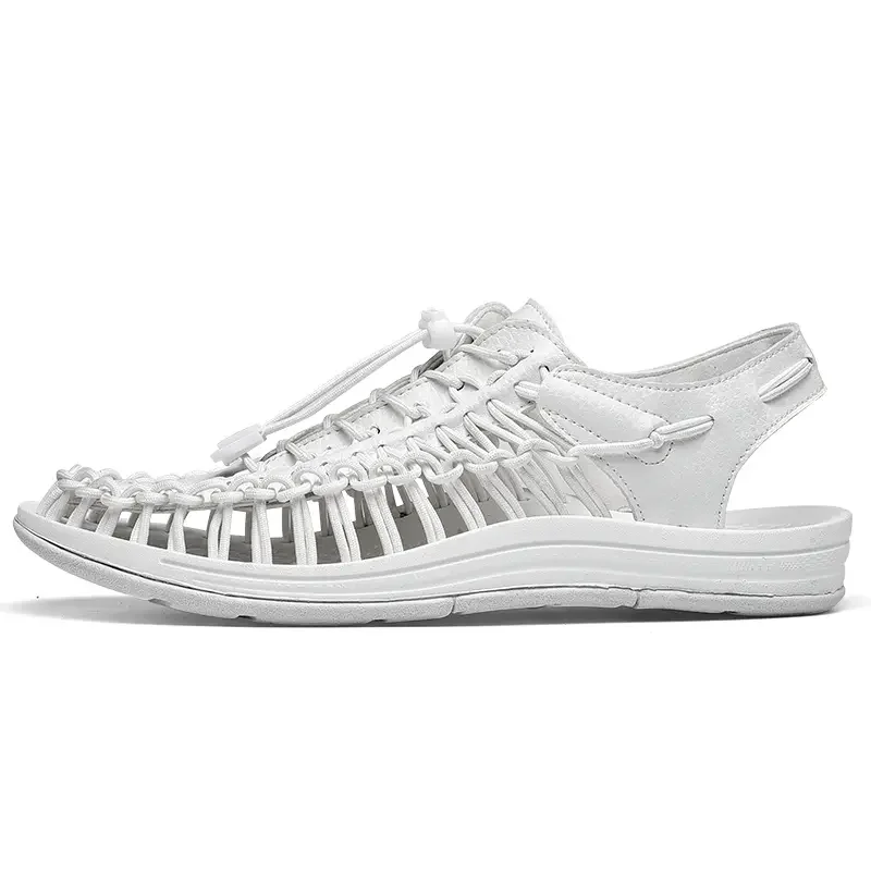 2024 New Leisure Men's Spring/Summer Knitted Sandals Fashionable and Trendy Beach Shoes with A Headband and One Step Lazy Shoes