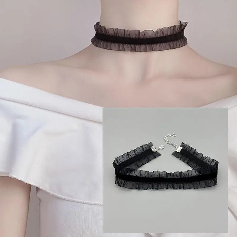 1pc Velvet Lace Chokers Necklaces For Women Girls Cute Fairy Flower Collar Necklaces Wedding Party Fashion Jewelry Gift