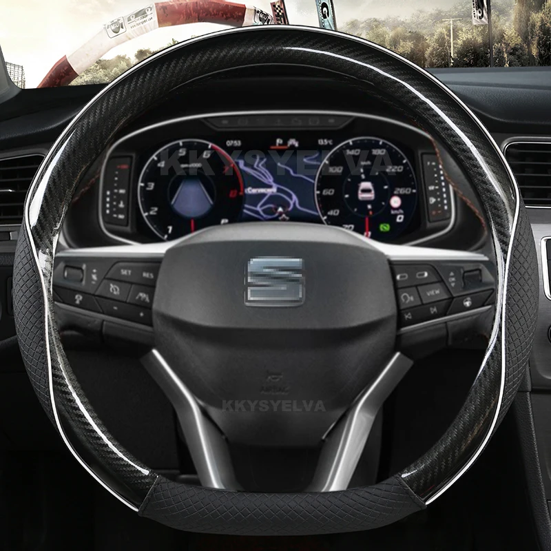 

D Shape Car Steering Wheel Cover For Seat Ateca FR 2017 2020 Leon ST 2020 Arona FR 2017 2021 Ibiza FR 2018 2021 Auto Accessories