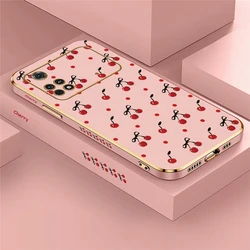 Custodia per telefono in silicone morbido di lusso, antiurto con design a stampa di fiocco di ciliegia