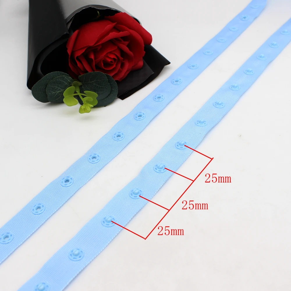 2 / 5yards/lot colourful snap buttons tapes snaps Ribbon plastic snap button ribbon tape trim for garment bag sewing accessories 6