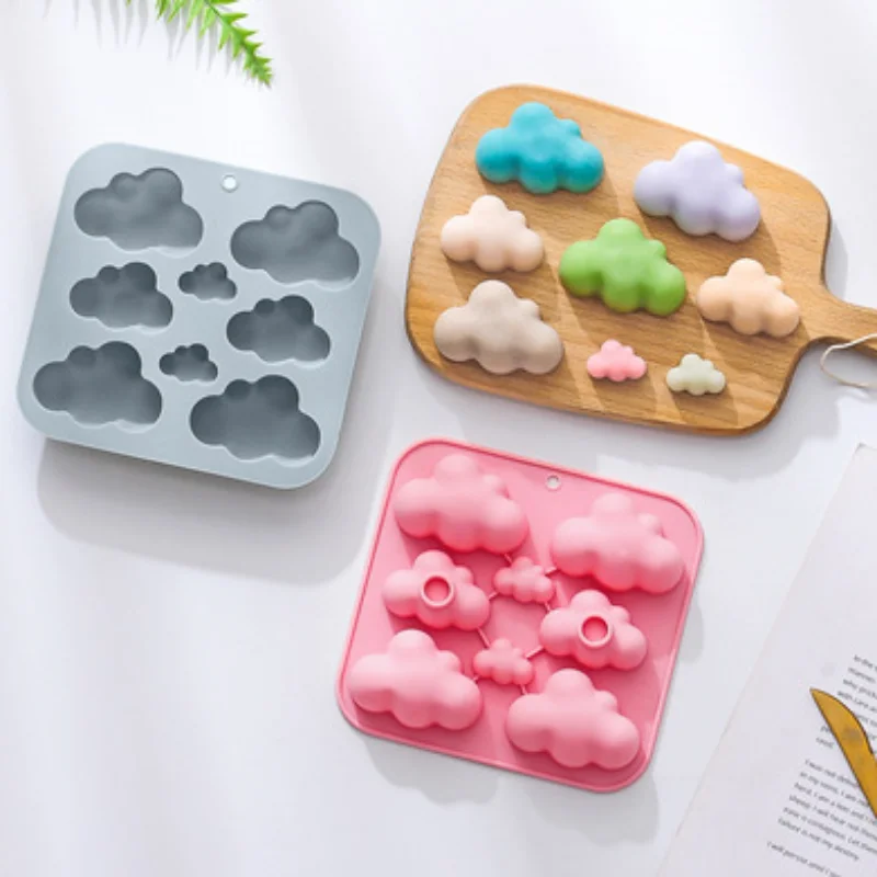 8 Cavities Cartoon Cloud Silicone Soap Mold DIY Candle Resin Plaster Making Set Chocolate Biscuit Cake Ice Mould Home Decor Gift silicone soap molds epoxy resin molds