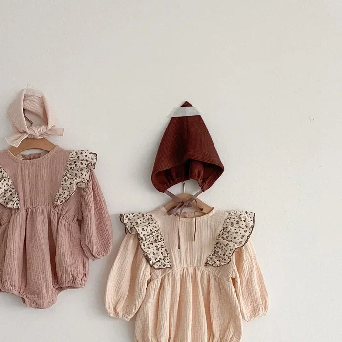 

Autumn Newborn Baby Girls Princess Bodysuits Ruffle Sleeve Korean Style Infants Clothes Toddlers Kids Jumpsuits