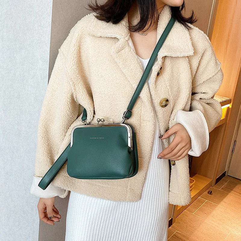 Bag Casual Clip Simple Women Messenger PU Leather Lady Shoulder Crossbody Kiss Lock Bags Party Evening Clutch Purse crossbody bag women shoulder bag women messenger bag