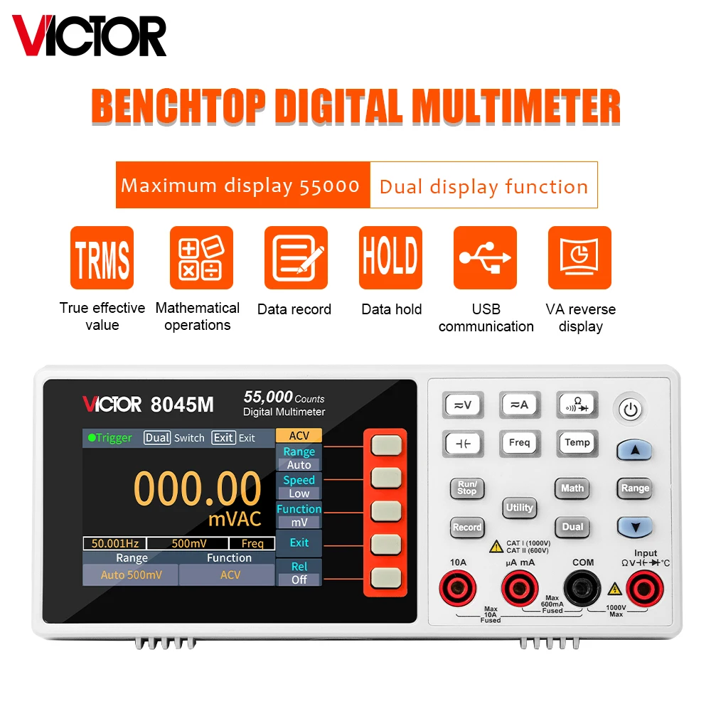 Victor 8045M Bechtop Multimeter 55000 Counts True RMS 3.5inch LCD