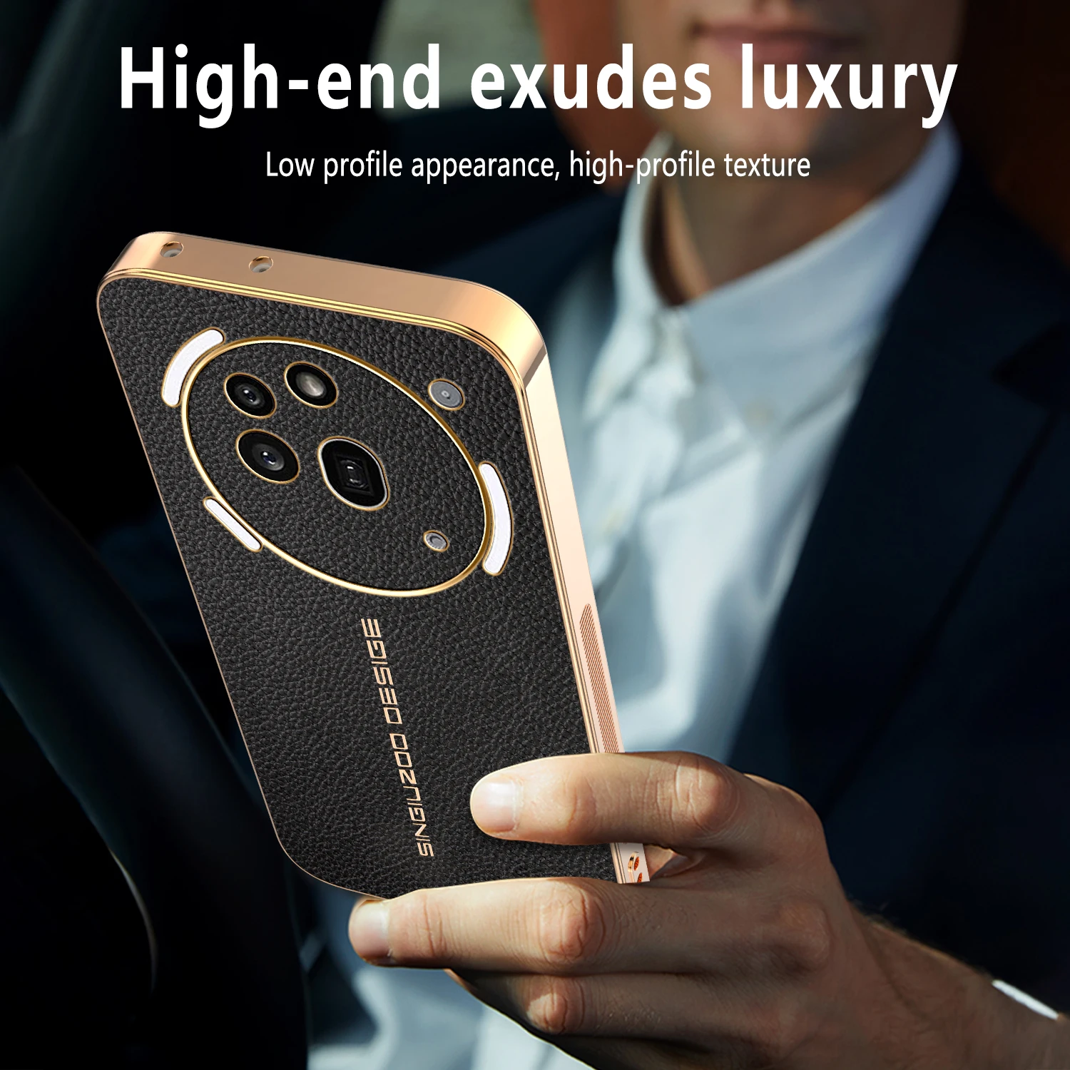 Elegant Lichee Pattern Shockproof Phone Case with Plated Frame