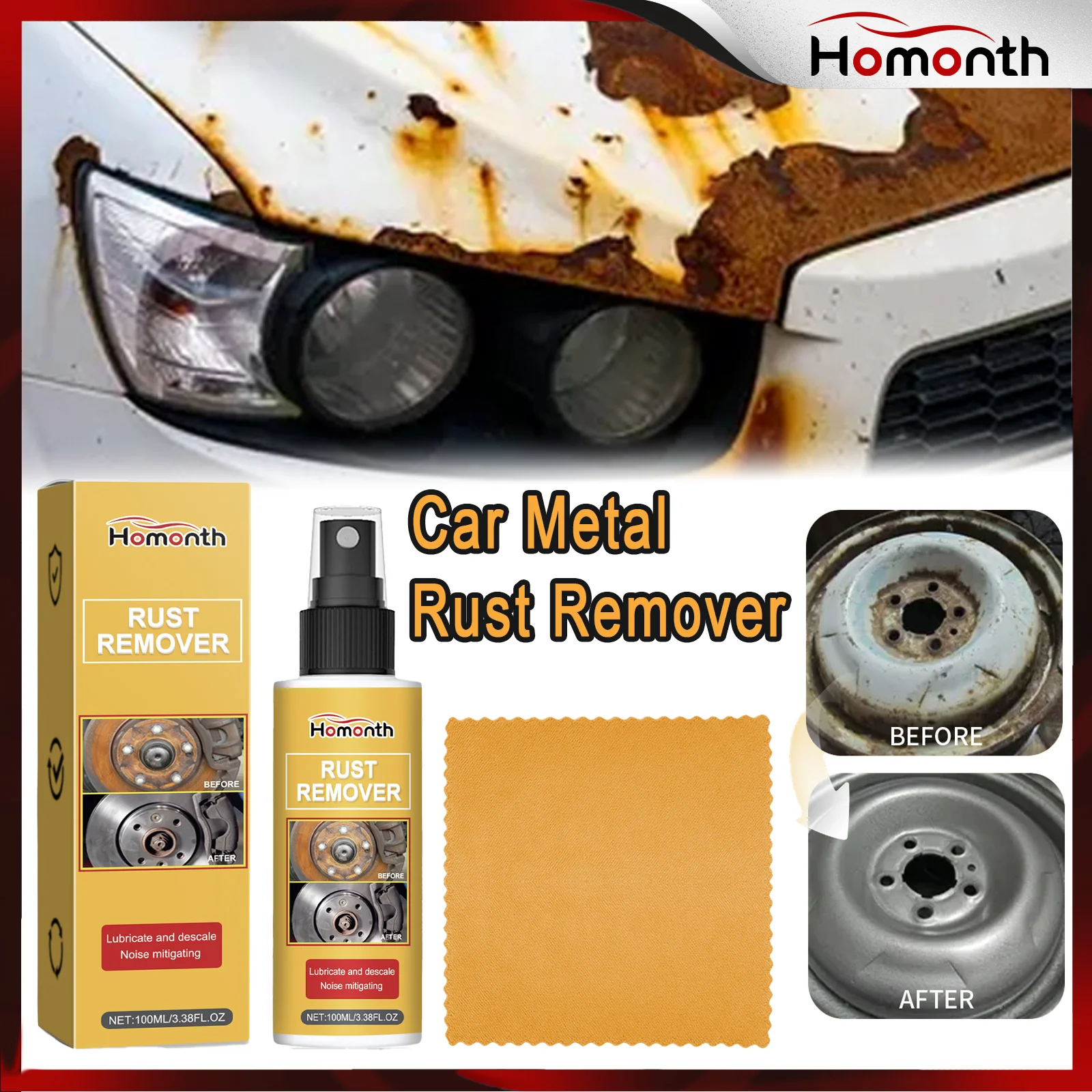 Car Rust Remover Spray Metal Cleaner Polish Anti Rust Treatment ...
