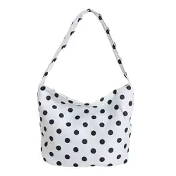 Chic Polka Dot Tote Bag - Stylish Women's Handbag (White)
