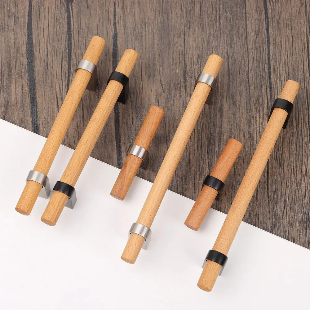Zinc Alloy Wood Door Handle 96/128mm Bedroom Wardrobe Bookcase Kitchen Cupboard Door Pulls Modern Simple Furniture Hardware
