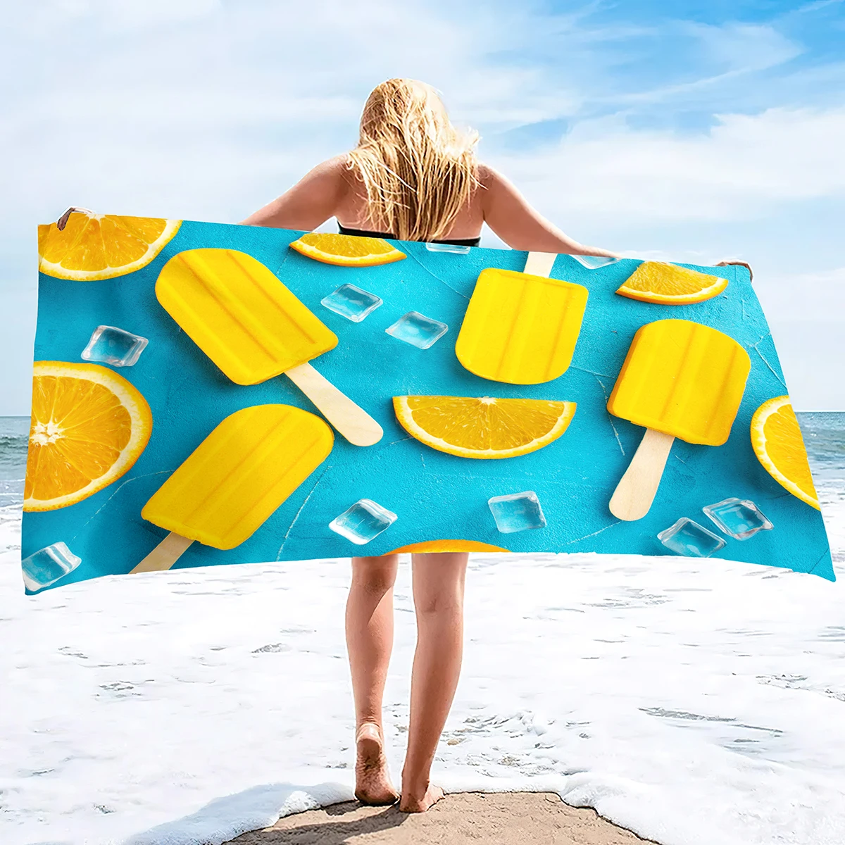 

Orange Fruit Microfiber Beach Towel Travel Quick Dry Pool Camping Yoga Large Sand Free