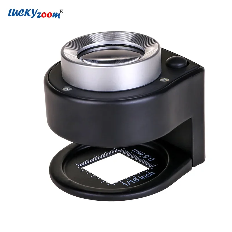 30X Scala Di Vernice Lente D'Ingrandimento 3 Led Illuminata Lente D'Ingrandimento Doppia Lente In Vetro Ottico Lente In Tessuto Misura Nera Lupa