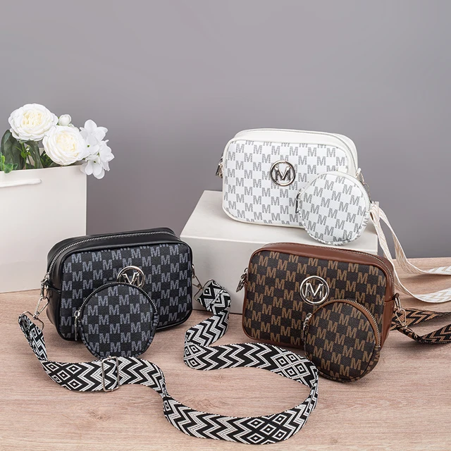 High-end stylish single-shoulder women's bag, vintage letter print crossbody bag, 2-piece versatile commuter women's bag