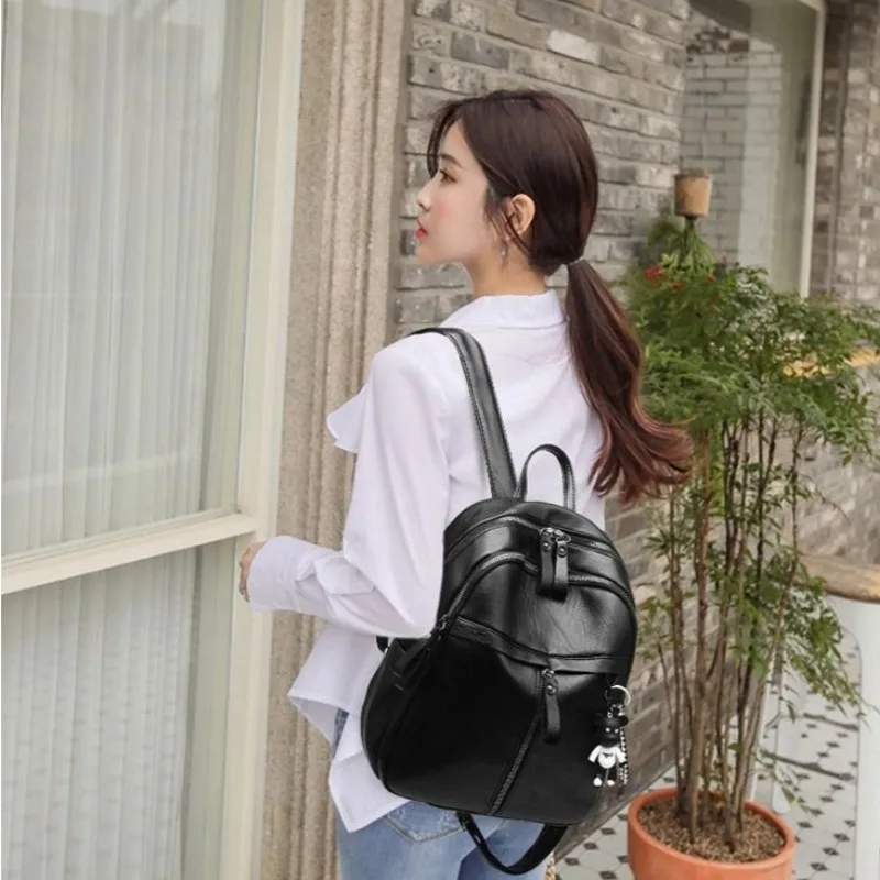 Gift non-violent bear backpack women's simple black casual backpack women's one-shoulder crossbody bag bag women