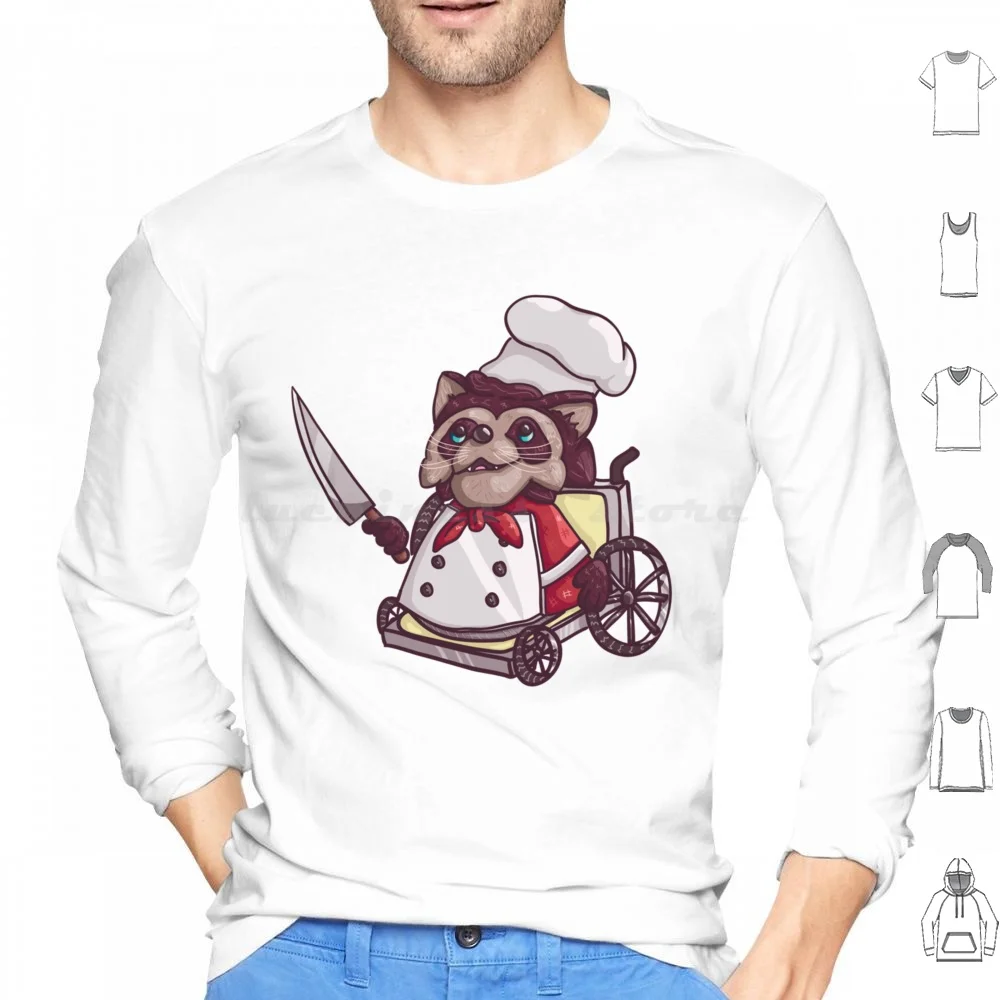 Over Cooked Raccoon Rectangle Overcooked Wheelchair Raccoon Chef Hoodies Long Sleeve Overcooked ...