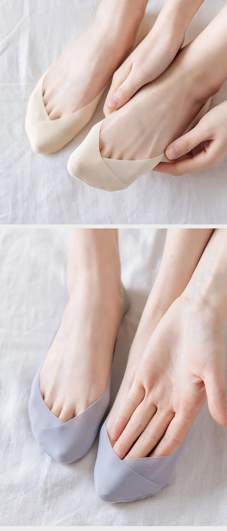 6 Calzini Invisibili Donna - Seta Di Ghiaccio, Antiscivolo, Taglie 35-40 - Foto 7