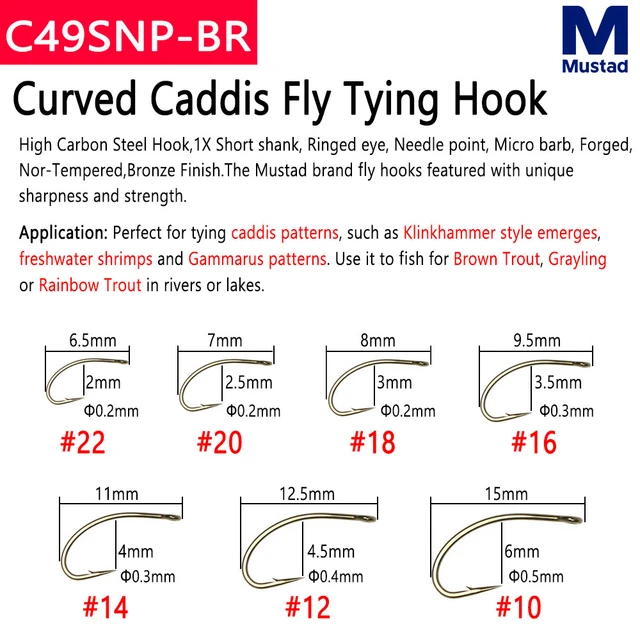 Mustad 50pcs High Carbon Steel Barb Fly Tying Hook For Dry Wet Nymph  Streamer Caddis Trout