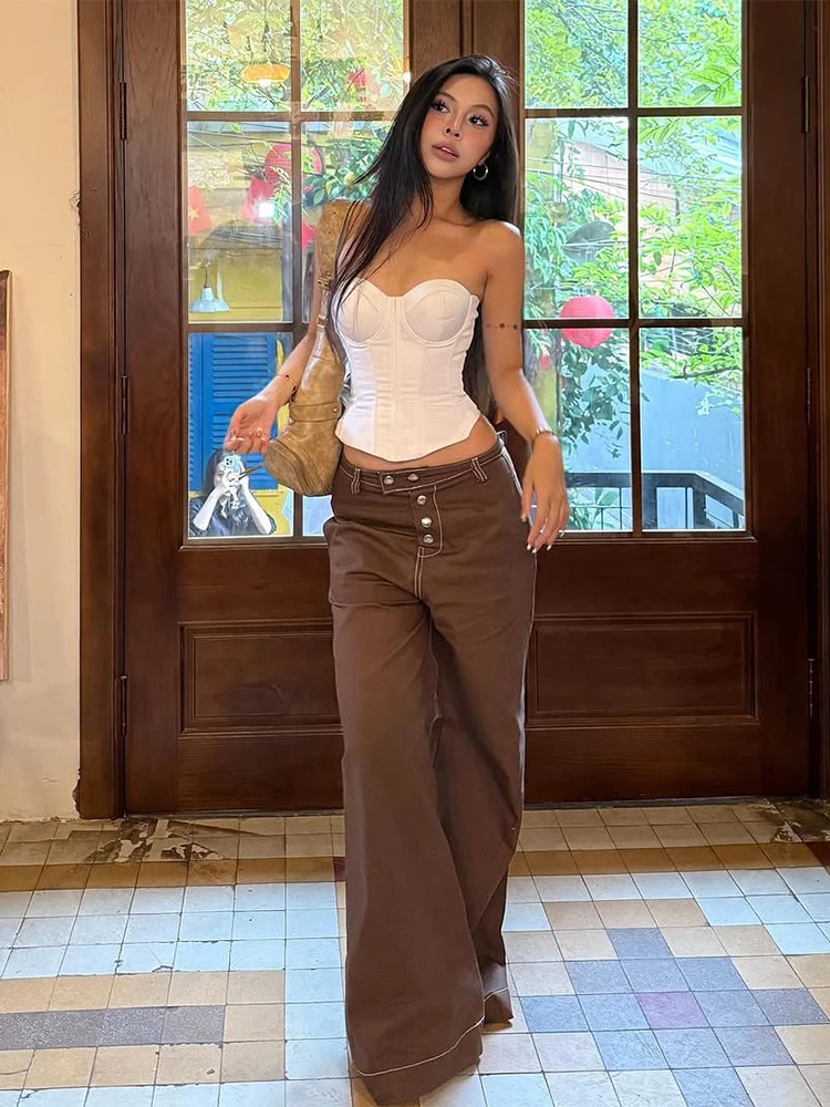 Nibber Fashion Sexy Corset Tops Women Low-Neck Fake Fish Bone Decoration Fit Hottie Street Music Festival Hip-Hop Style Outfits