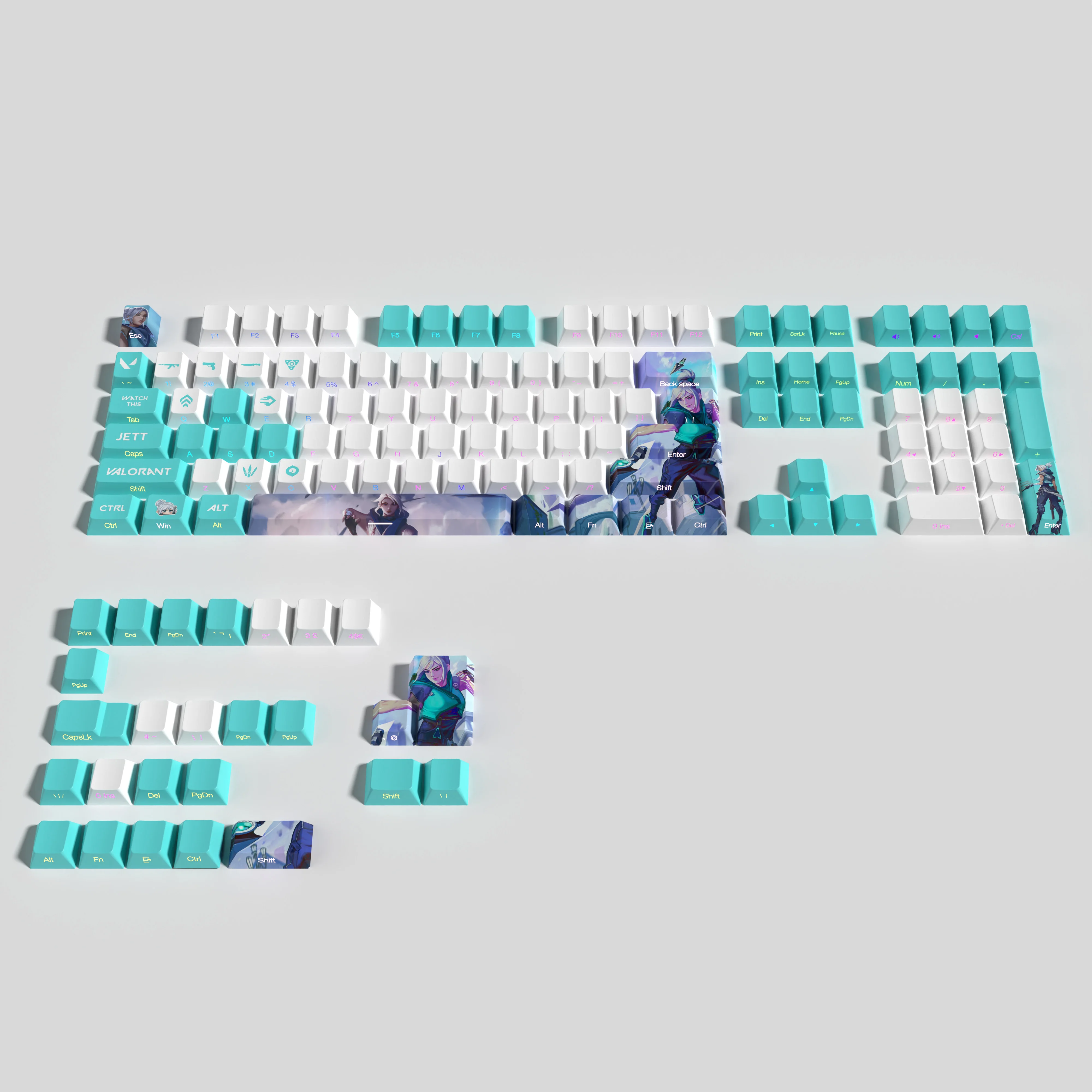 Valorant-transparente Side Print Letter Pbt Dye Sub Keycaps Conjunto Completo Adequado para Keycaps Game Keycaps - Imagem 2