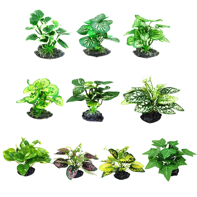 Artificial Plants, Fish Tank Decorations, Aquarium Ornaments, Artificial Aquarium Plants 1PC Realistic Artificial Water Plants For Terrarium Decor Silk Faux Green Realistic for Fish Tank Decor Turtle Jar Ornament