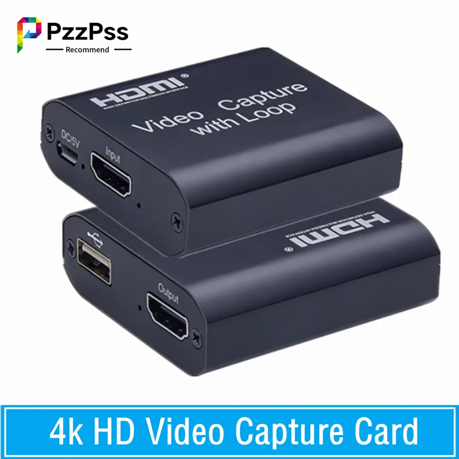 

PzzPss 1080P 4K HDMI-совместимая Плата видеозахвата USB 2,0 для игр