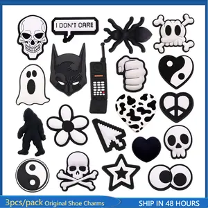 3Pack Original Scary Skull PVC Shoe Pin Charms Designer Upper Buckle Accessories Ghost Bigfoot Pointer Tai Chi Shapes Clog Clips