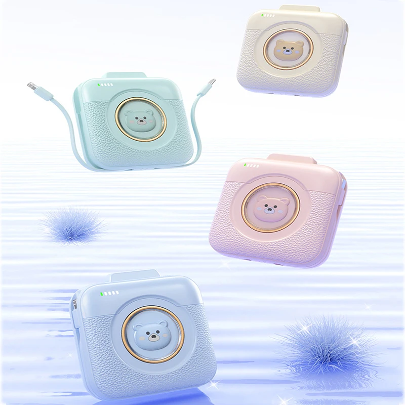 Mini Power Bank de 20000 mAh con cable integrado, diseño de mascota adorable con dibujos animados, carga rápida, cargador portátil, batería externa._voghion.com