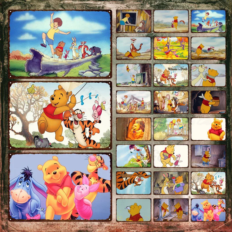Disney The Many Adventures Of Winnie The Pooh Tin Signs Winnie The Pooh Who Loves Honey Metal Poster For Kids Room Decoration
