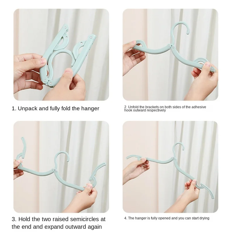 Travel Folding Hanger Travel Hotel Travel Multi-Purpose Compact Drying Hanger Portable With Socks Clip #3932 3