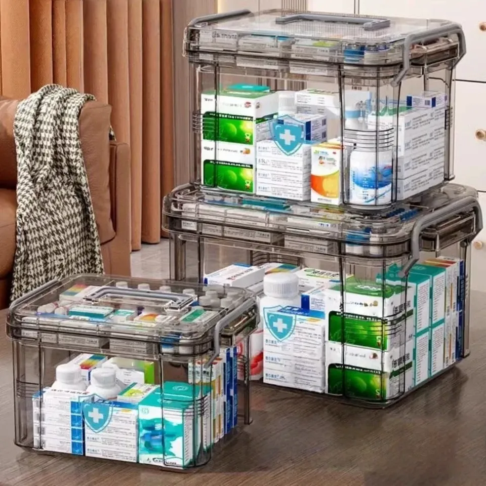 Household Transparent Medicine Box, Transparent Visible Double-layer Medicine Box, Partition Design, Fast and Effortless