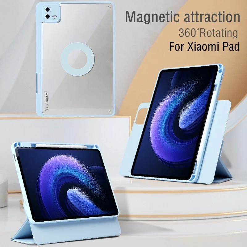 

Rotating Magnetic Case For Xiaomi Redmi Pad SE 2023 10.61 MI Pad 5 5Pro /6 Pro 11 inch Tablet Cover & Pen Holder