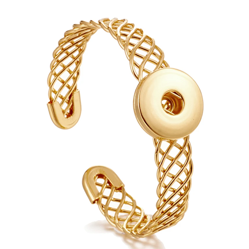 10pcs Metal Snap Bracelet Bangles Fit 18mm Snap Buttons Jewelry for Women Men DIY Bracelets