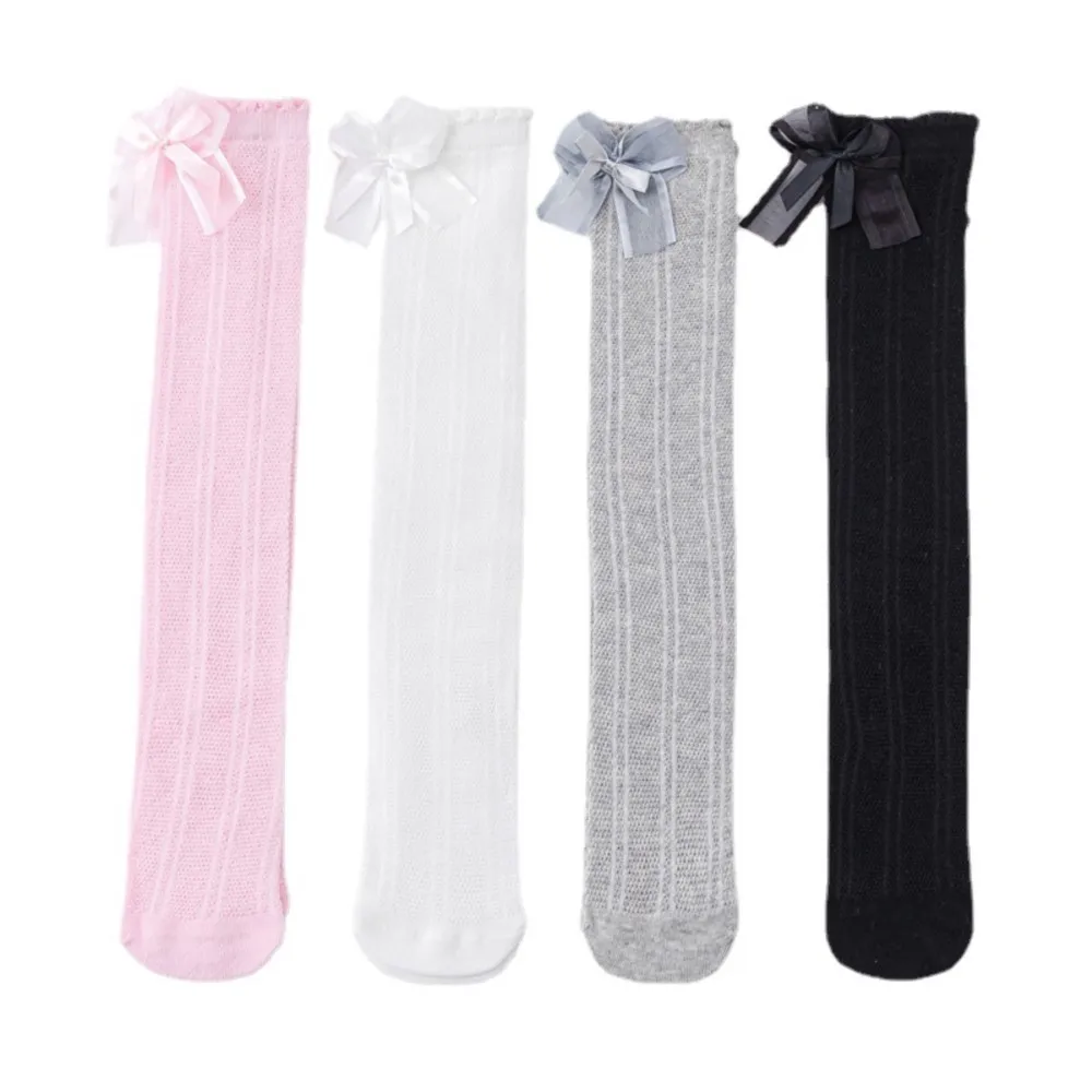 Girls summer thin silk stockings anti-mosquito stockings baby fishnet socks girl bowknot children long cotton socks