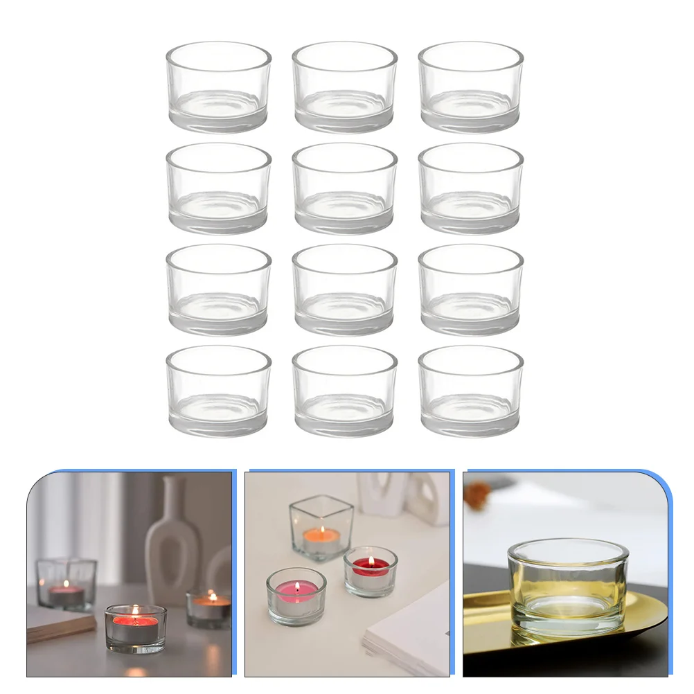 

12pcs Clear Votive Holder Table Centerpiece Glass Tealight Holders