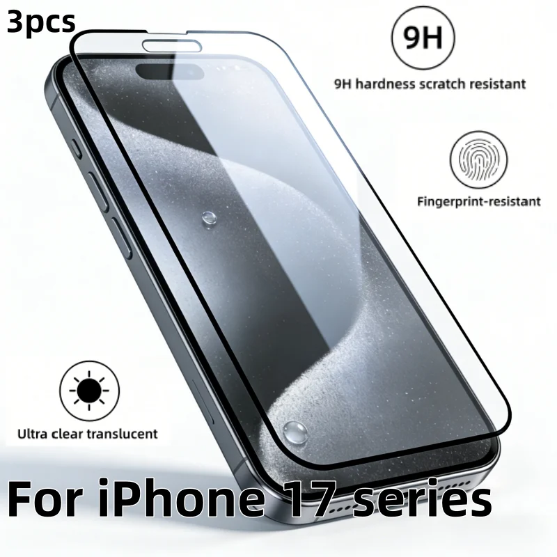 3 Pezzi di Vetro Temperato per iPhone 17 17e 17Pro 17Pro Max, Protezione Schermo Completa in Vetro