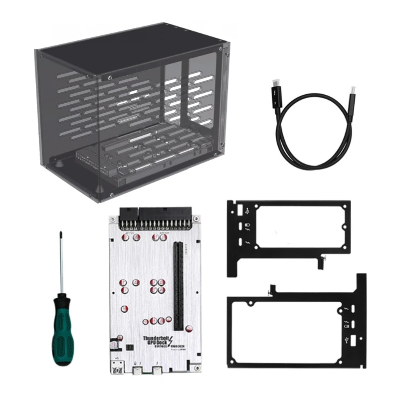 TH3P4G3 GPU-Dock-Gehäuse, Metallrahmen Acryl-Seitenplatte, Thunderbolt-kompatibel, unterstützt SFX-FlEX Netzteil, TH3P4G3, Thunderbolt-kompatibles GPU-Dock-Gehäuse, Metallrahmen, unterstützt